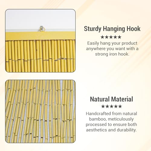 Vietbud DΓ©cor Five Cranes Beaded Curtains for Doorways, Decorative Room Divider with Painted Cranes, Natural Vietnamese Craft, Indoor Hanging Bamboo Blinds, Sturdy Hook, 35.43 x 78.74 Inches VIETBUD DECOR