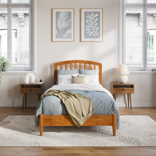 AFI, Quincy Twin XL Solid Wood Low Profile Platform Bed, Light Toffee AFI