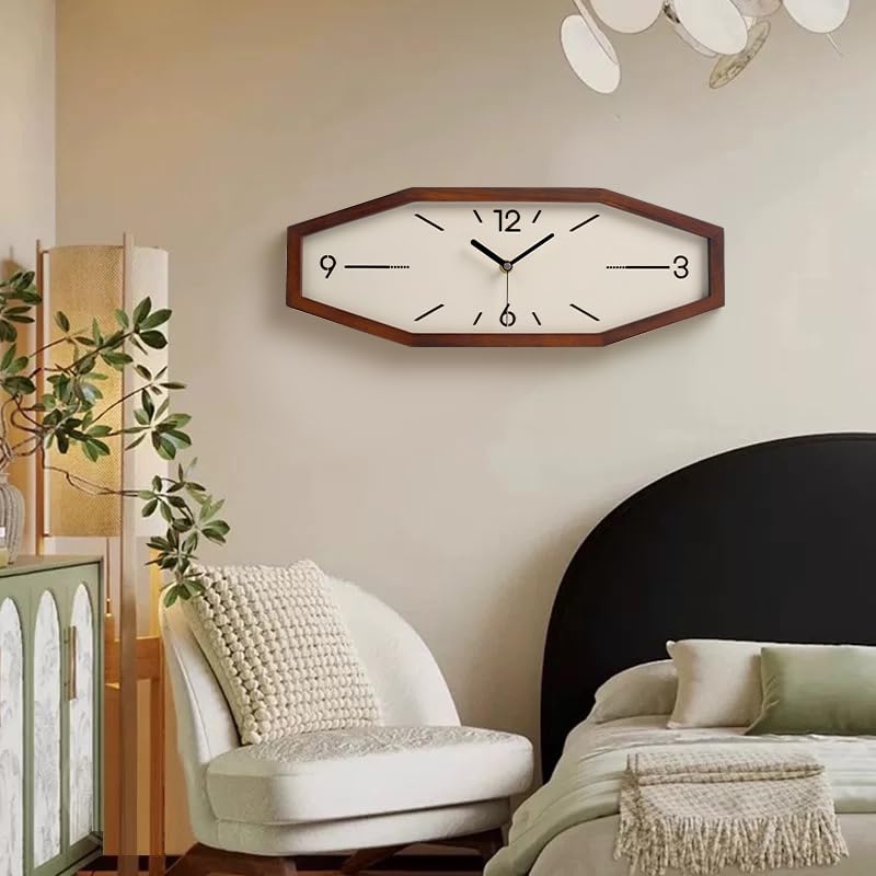 DaguyS Wooden Retro Wall Clocks, 18 Inches Square Clocks Rectangular Wall Clock Battery Operated Silent Non-Ticking, for Kitchen Living Room Office Home Desk Bedroom (Brown) DaguyS