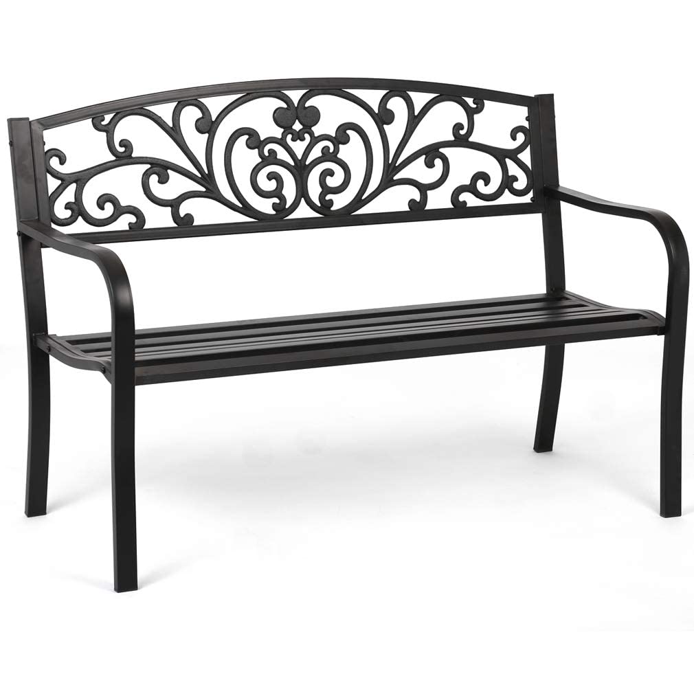 Garden Bench Outdoor Bench Patio Bench for Outdoors Metal Porch Clearance Work Entryway Steel Frame Furniture for Yard FDW