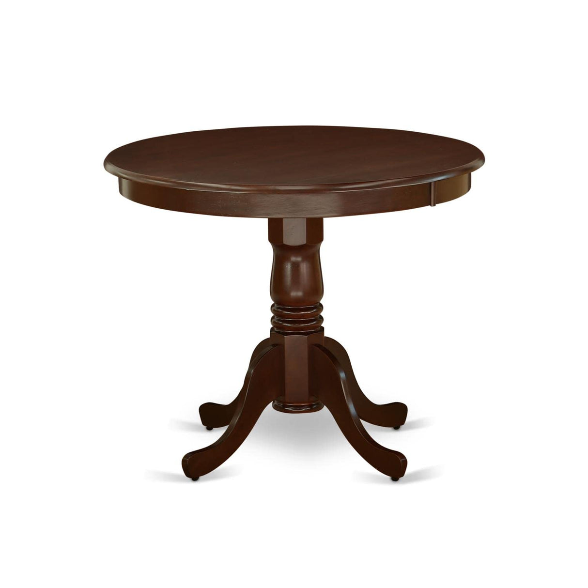 East West Furniture ANGR5-MAH-W 5 Piece Room Set Includes a Round Kitchen Table with Pedestal and 4 Dining Chairs, 36x36 Inch East West Furniture