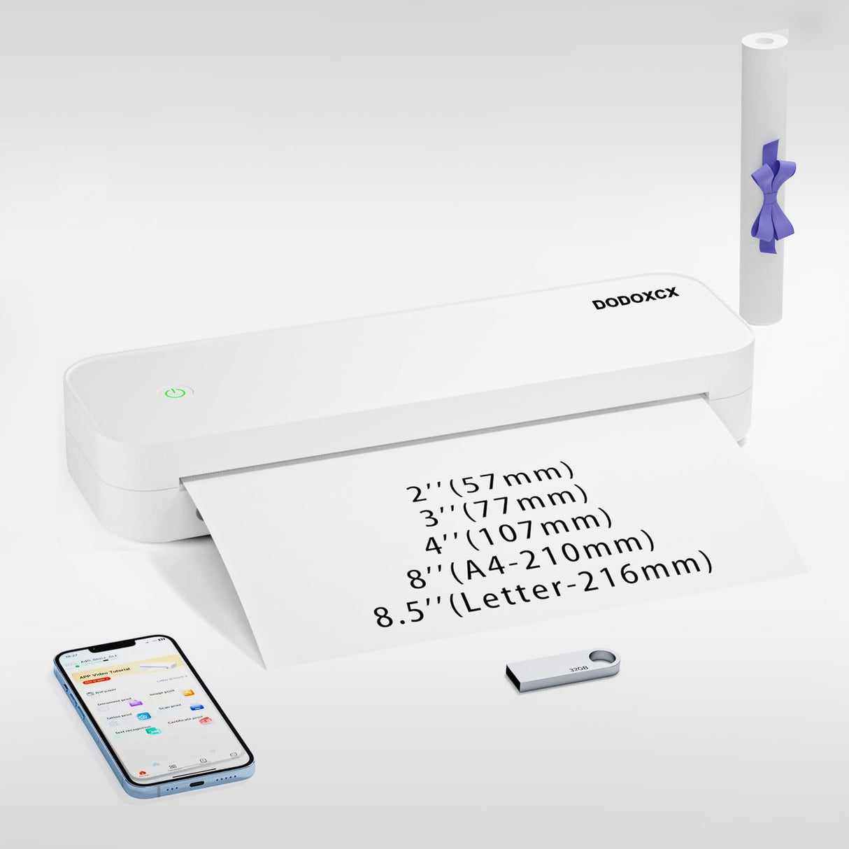 Portable Printers Wireless for Travel,Portable-Thermal-Wireless-Bluetooth-Inkless-Printer,Support 8.5" X 11" US Letter&Legal A4&A5 Thermal Paper,Compatible with Android,iOS Phone&Laptop for Car Home DODOXCX