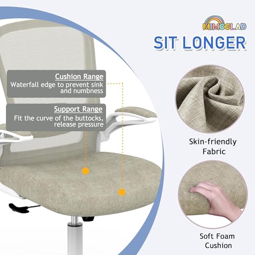Mimoglad Home Office Chair, High Back Desk Chair, Ergonomic Mesh Computer Chair with Adjustable Lumbar Support and Thickened Seat Cushion (Modern, Beige) Mimoglad