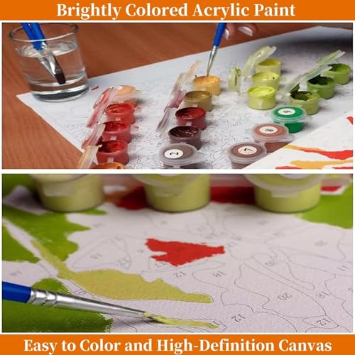 Hummingbird Paint by Numbers Kit for Adults, Paint by Numbers Flower Pattern Design DIY Easy Canvas Crafts for Adults Beginner with 3 Brushes and Acrylic for Room Decor, Gifts 24x32 Inch -bby2506O6 WoodArtSupply