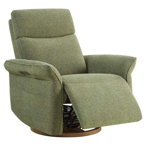 CHITA Power Recliner Chair, Electric Triple-Motor Swivel Glider Nursery Rocking Chair with Adjustable Power Headrest and Lumbar Support, GREENGARD Gold Certified, Solid Wood Base, Forest Green