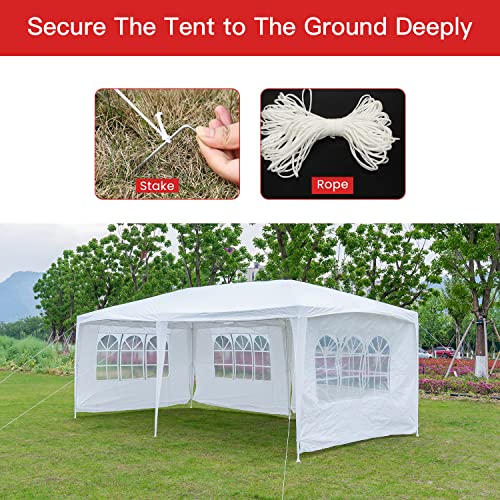 FDW Party Tent 10'x20' Outdoor Canopy Party Wedding Tent Garden Gazebo Pavilion Cater Events -4 Removable Sidewalls,White FDW