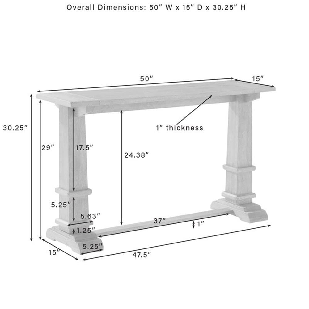 Pemberly Row Rectangular Top Farmhouse Wood Console Table in Rustic Brown Pemberly Row