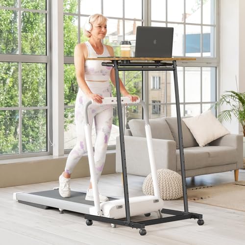 Eocnrhe Treadmill Desk, Mobile Small Standing Desk with Wheels for Walking Pad, Portable Table for Laptop, Rolling Table Adjustable Height, Bedside Table Eocnrhe