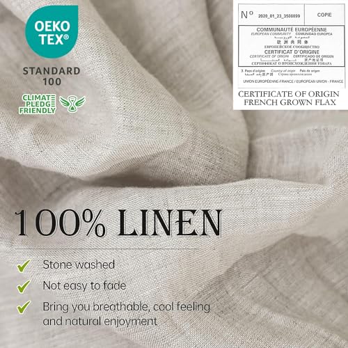 Simple&Opulence 100% Linen Sheet Set 4pcs Basic Style, Deep Pocket, Natural French Washed Flax Solid Color Soft Breathable Bed Sheets - Linen, Queen Simple&Opulence