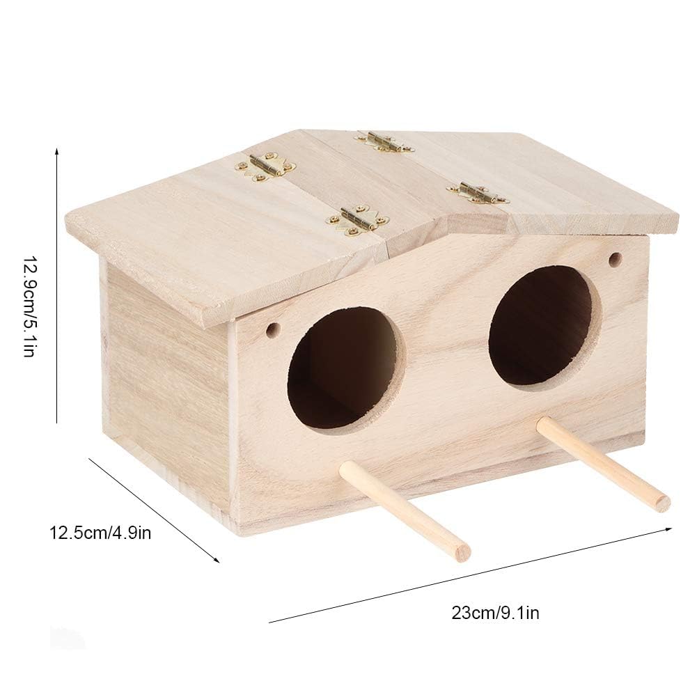 Parakeet Nesting Box, Small Wooden Bird House, Bird House Budgie Wood Breeding Box Pet Bird Nests House for Parrots Swallows, Breeding Box Cage Birdhouse Accessories Cyrank