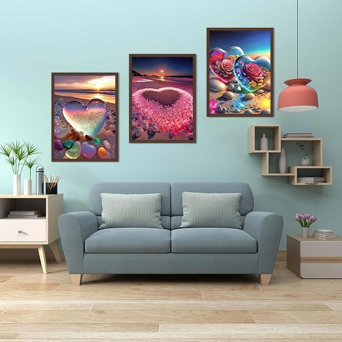 GANBEIMAOYI 6 Pack Diamond Art Painting for Adults - 5D Beach Diamond Art Kits for Adults,Sunset Full Drill Diamond Dots DIY Diamonds Pictures Gem Crafts for Home Wall Decor Gifts(12x16inch) GANBEIMAOYI