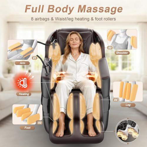 FURNIMAT 2026 Massage Chair Full Body, 3D SL-Track Zero Gravity Shiatsu Massage Chair Recliner with AI Control, Body Scan, Airbags, Heating, Foot Roller, Auto Modes, Bluetooth Speaker FURNIMAT