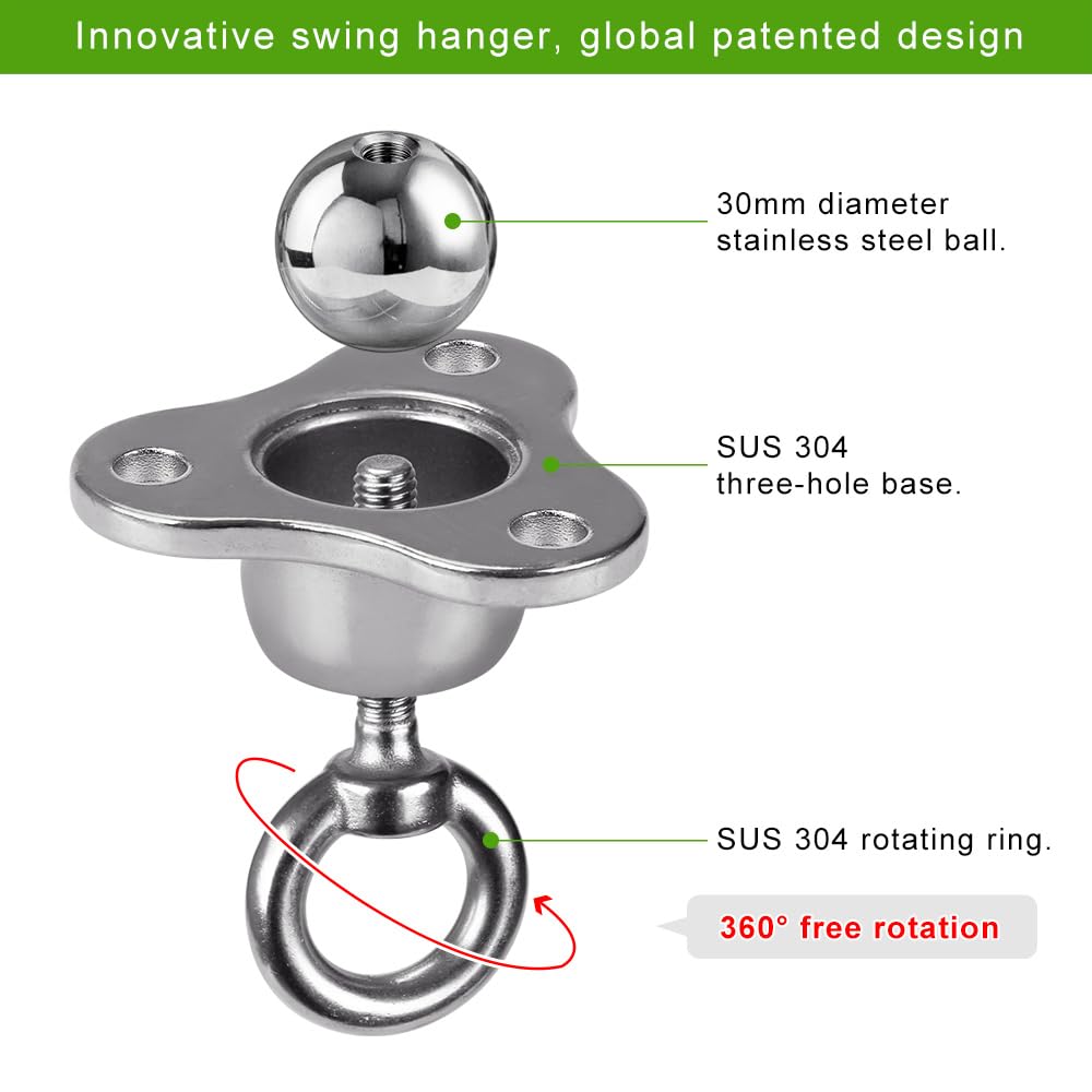SELEWARE Punching Bag Hanger, Stainless Steel Heavy Bag Hanger with Carabiner, Heavy Duty 360° Rotation Wall Ceiling Mount Hook for Boxing Bags, Hammocks, Gym Swings, Yoga Swings, 1000LB Capacity SELEWARE