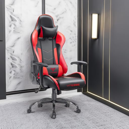 VITESSE Ergonomic Red Gaming Chair for Adults, 330 lbs PC Computer Chair, Racing Office Chair, Silla Gamer Height Adjustable Swivel Chair with Lumbar Support and Headrest… VITESSE