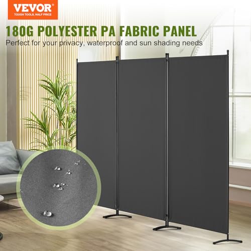 VEVOR Room Divider, 3 Panel Room Dividers and Folding Privacy Screens, Fabric Partition Room Dividers for Office, Bedroom, Dining Room, Study, Freestanding, Gray VEVOR