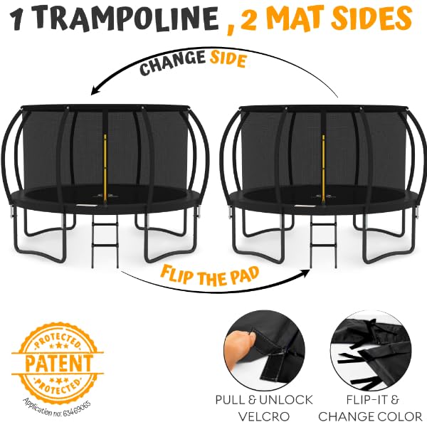JUMPZYLLA Trampoline Outdoor 8FT 10FT 12FT 14FT 15FT 16FT with Enclosure and Ladder, ASTM Approved Recreational Trampolines for Kids and Adults, Anti-Rust Coated Frame JUMPZYLLA