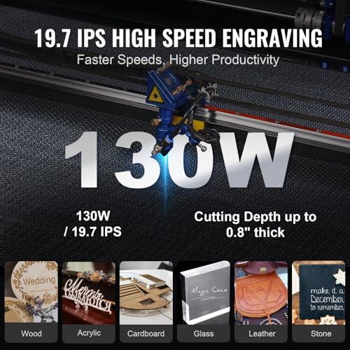 VEVOR 130W CO2 Laser Engraver, 35 x 55 in, 19.7 IPS Laser Cutter Machine with 2-Way Pass Air Assist, Compatible with LightBurn, CorelDRAW, AutoCAD, Windows, Mac OS, Linux, for Wood Acrylic Fabric More VEVOR