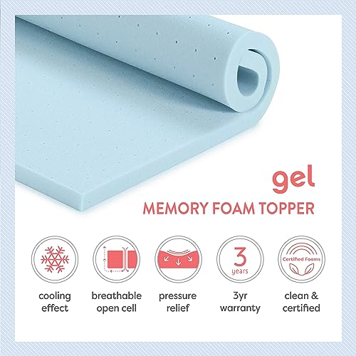 Best Price Mattress 1.5 Inch Ventilated Memory Foam Mattress Topper, Cooling Gel Infusion, CertiPUR-US Certified, Twin, Dorm Essentials, Blue Best Price Mattress