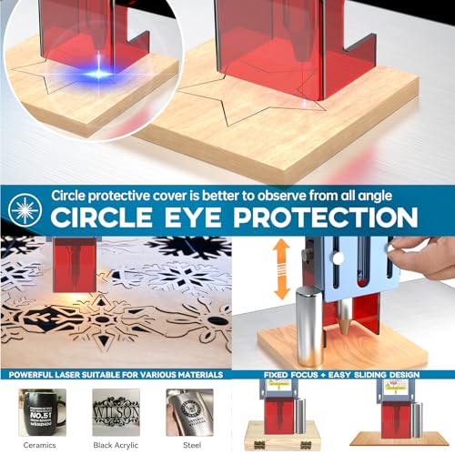 SCULPFUN S9 Pro 10W Laser Engraver, 0.06mm High Precision Laser Engraving Machine, Laser Printer for Wood Metal Acrylic Leather, 15.75x16.14in Work Area (10W) SCULPFUN