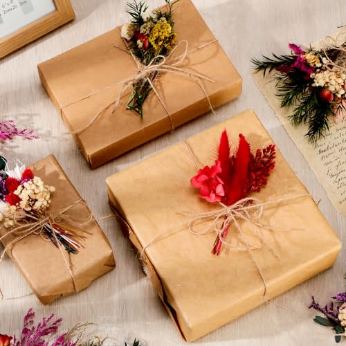 Tinideya 48 Pcs Dried Flowers Bouquet Boho Mini Dried Flower with Stem Small Dried Floral Plants Mixed Natural Flowers Bundles for Crafts Vase DIY Photo Props Wedding Decoration Tinideya