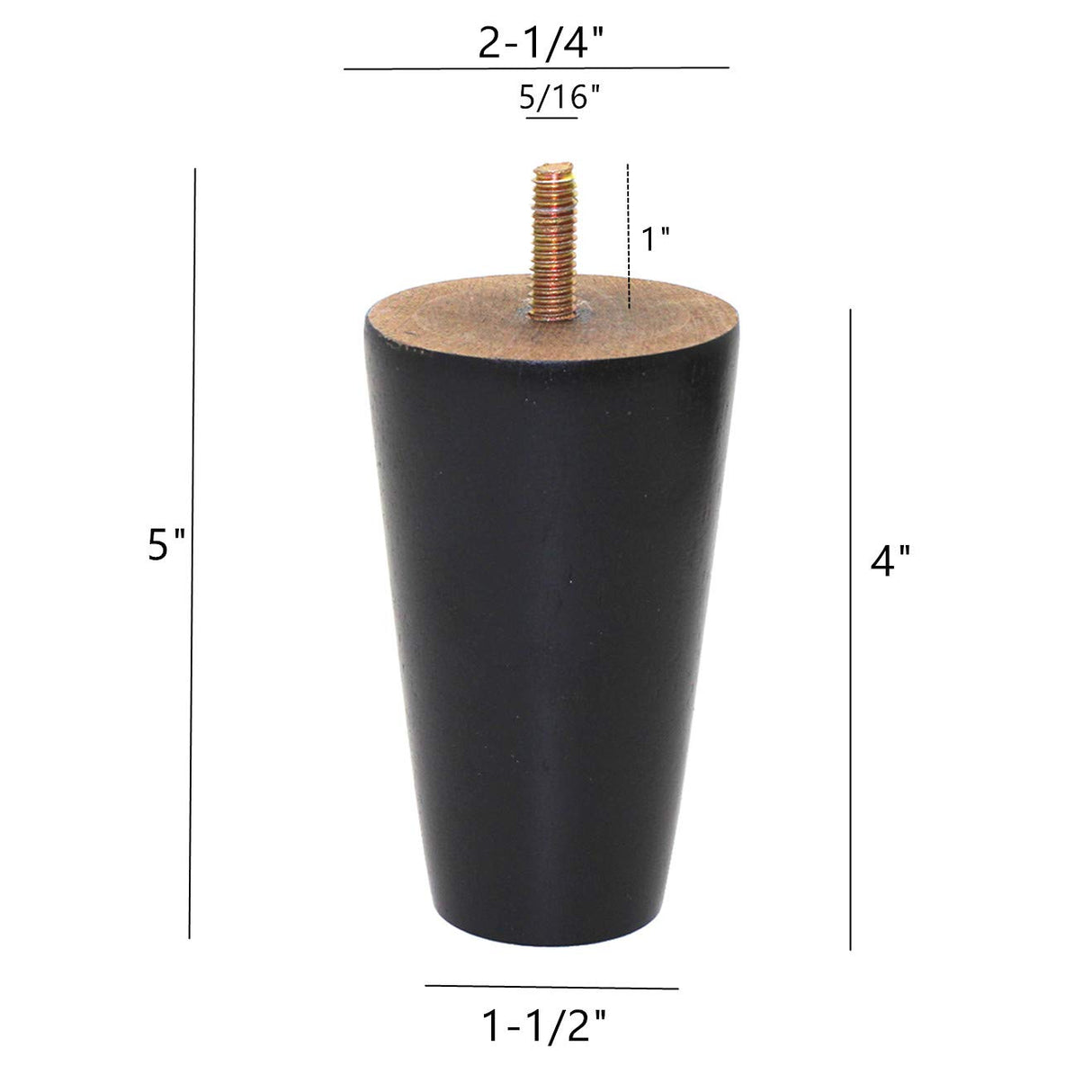 WEICHUAN Black Round Solid Wood Replacement Sofa Couch Chair Ottoman Loveseat Coffee Table Cabinet Furniture Wood Legs Wood Furniture Legs(4" Set of 4) WEICHUAN