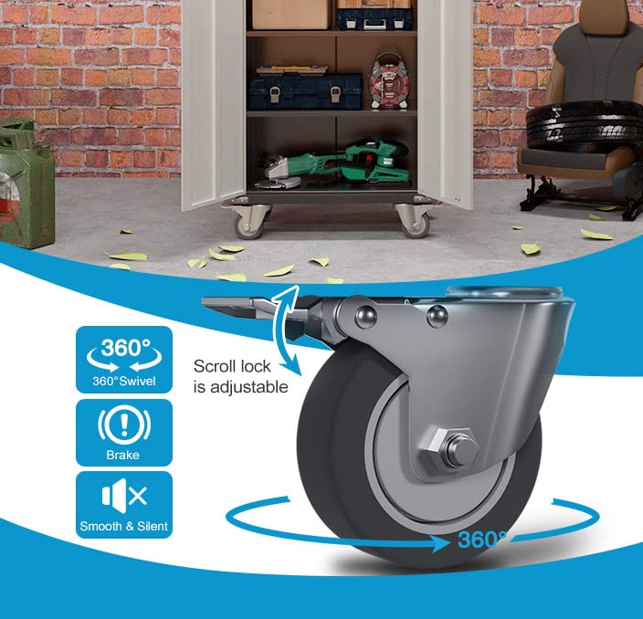 Waqiv Rolling Garage Storage Cabinet with Locking Door and Shelves, 71''H Lockable Metal Storage Cabinet on Wheels, Steel Tool Cabinet for Warehouse, Basement, Utility Room, Black&Gray Waqiv