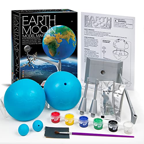 4M Kidzlabs Earth & Moon Model Kit – STEM Toys Science Lab DIY Orbit Planetarium Educational Gift 4M