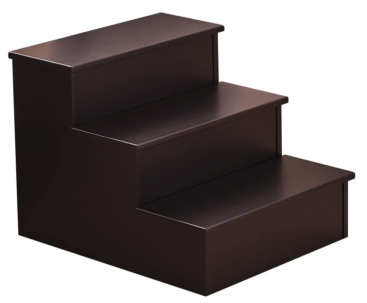 Kings Brand Furniture – Darien 3 Step Wood Step Stool for Adults or Kids, Dog Stairs, Cherry Kings Brand Furniture