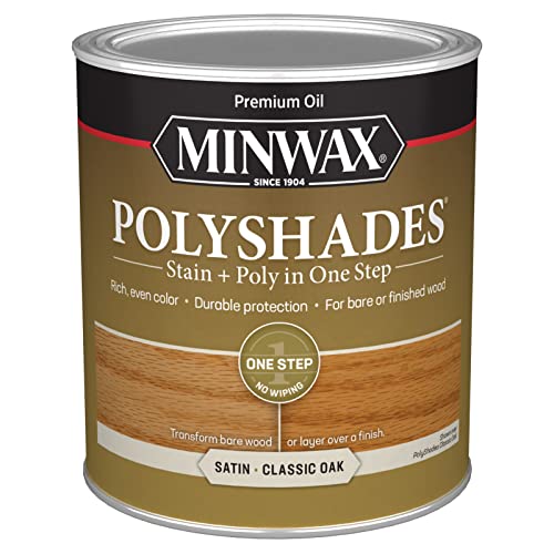 Minwax PolyShades Wood Stain + Polyurethane Finish – Quart, Classic Oak, Satin Minwax