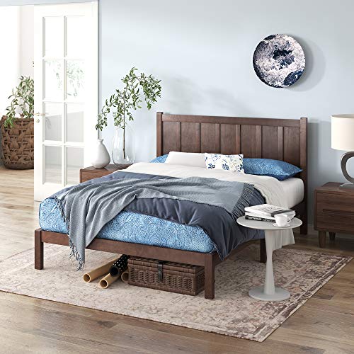 Zinus Adrian King Size Rustic Wood Platform Bed with Headboard – No Box Spring Needed Zinus
