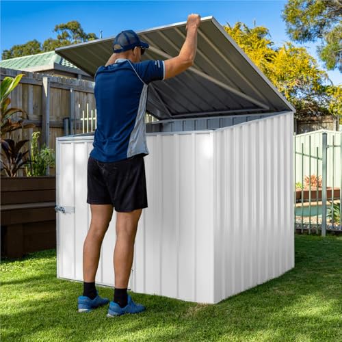 ABSCO Pool Pump Cover - Versatile Horizontal Storage Shed | 5 x 5 ft | Easy Assembly | Surfmist| Ideal for Pool, Trash Cans, Garden & Pool Equipment | SNAPTiTE Assembly System | Safety Features ABSCO