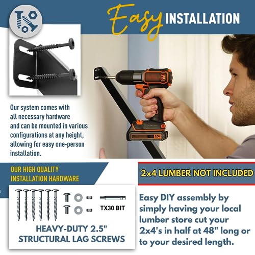 Koova Universal Garage Shelving Kit - Heavy-Duty, Easy Install, Customizable, 600 lbs. Support, Made in USA, Maximize Storage, Reclaim Floor Space Koova