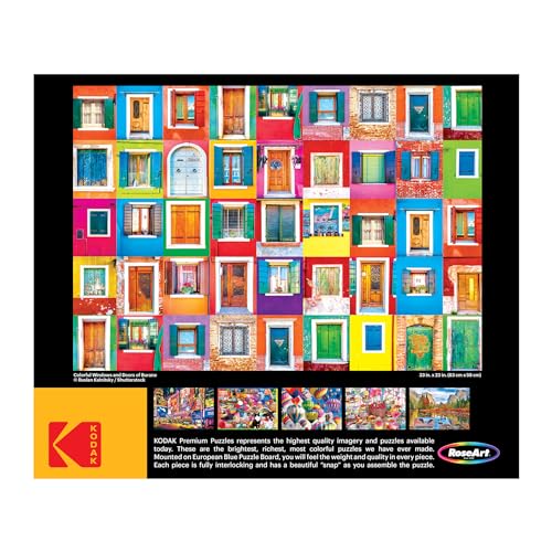 RoseArt - Kodak Premium - Colorful Windows and Doors of Burano - 1500 Piece Jigsaw Puzzle for Adults KODAK PREMIUM PUZZLES