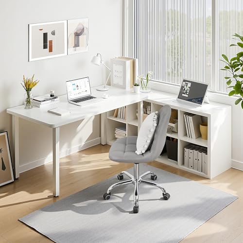 VECELO Height Adjustable Business Task Chair - Comfortable Padded Faux Leather Office Chair, Premium Craftsmanship, Rolling Swivel Desk Chair for Home Office Conference Room-Grey VECELO