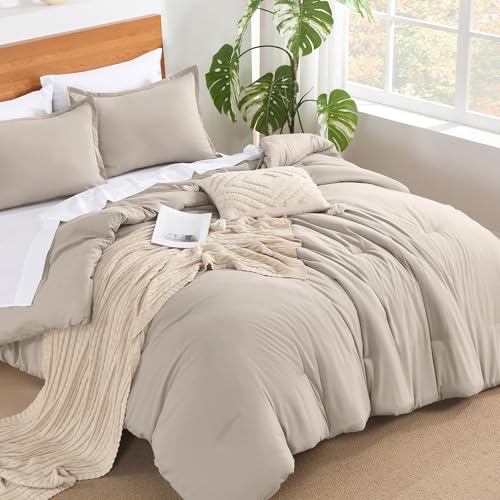 Andency Linen Comforter King Size - 7 Pieces Bed in a Bag King Bedding Comforter Sets, Summer Plain Soft Lightweight Comforter with Fitted Sheets, Flat Sheets, Pillowcases & Shams Andency