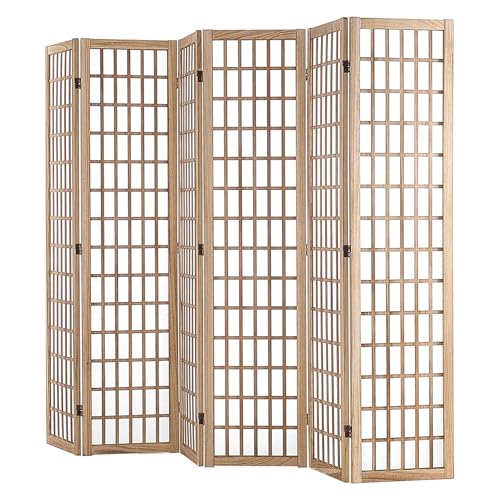 VEVOR Room Divider, 6 Panel Japanese Room Divider, Wood Folding Privacy Screen Indoor, Partition Dividers Portable Decoration Screens, for Room Separation Home Office Restaurant & Bedroom(Natural) VEVOR