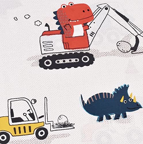 J-pinno Dinosaur Construction Work Digger Cars Vehicle Cute Cozy Fun Full Sheet Set for Kids Girls Children 100% Cotton Flat Sheet + Fitted Sheet + Piillowcase Bedding Set (Dinosaur, Full) J-pinno