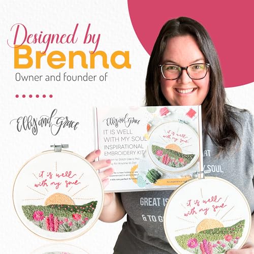 Elly & Grace Christian Embroidery Kit with Embroidery Hoop, Easy Embroidery Kit for Beginners and Adults, Full Embroidery Hoop Kit with Needles and Thread Included (It is Well)