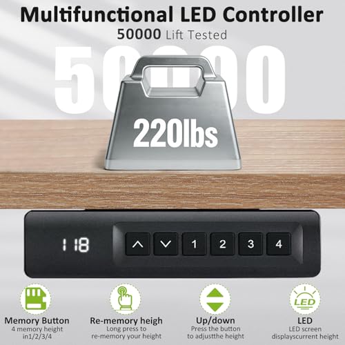 farexon 63x55 Inch L Shaped Standing Desk with Outlets, Electric Adjustable Height Stand Up Desk, Corner sit Stand Desk with Mouse Pad, Hook, Home Office Writing Gaming Computer Workstation, Oak Grey farexon