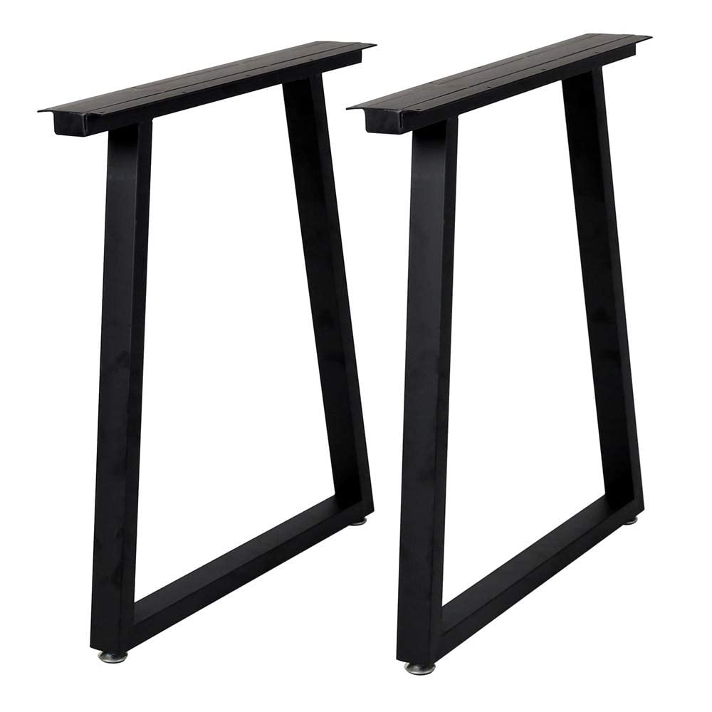 Metal Legs for Table Trapezoid Shape 28" H Tall Metal Table Leg Heavy Duty Metal Desk Legs Industrial Table Legs Set of 2,Black TIEOU