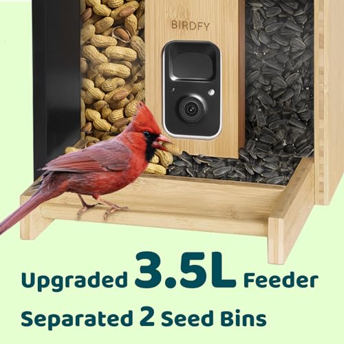 NETVUE Birdfy AI - Upgraded Smart Bird Feeder with Camera Solar Powered, Free AI Identify 6000+ Bird Species & Motion Detection, Eco-friendly & NETVUE