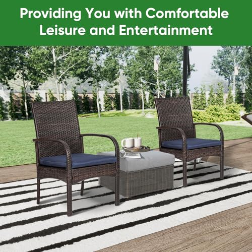 SAILARY Outdoor Wicker Patio Dining Chairs with Padded Cushions Set of 4: Porch Rattan Chairs Club Chairs with High Back and Deep Seating 350lbs, Brown SAILARY