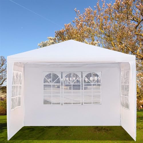 10/20/30ft Party Tent Wedding Patio Gazebo Outdoor Carport Canopy Shade with/Without Side Removable Walls, Party Wedding BBQ Events Tent (White, 10x10ft) Generic