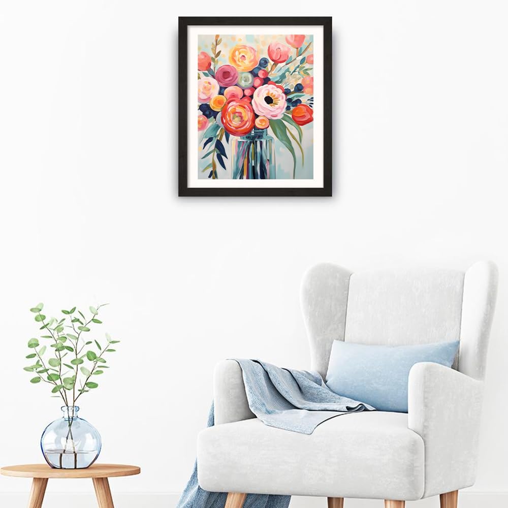 Natuyalo Flowers Paint by Numbers Kit for Adults - Flowers in a Vase Paint by Number on Canvas Without Frame, DIY Acrylic Painting for Ideal Gift Home Wall Decor (16x20 Inch) Natuyalo