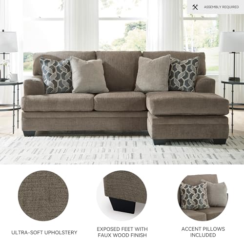 Signature Design by Ashley Stonemeade Casual Right-Arm Facing Sofa Chaise with 4 Toss Pillows, Dark Brown Signature Design by Ashley
