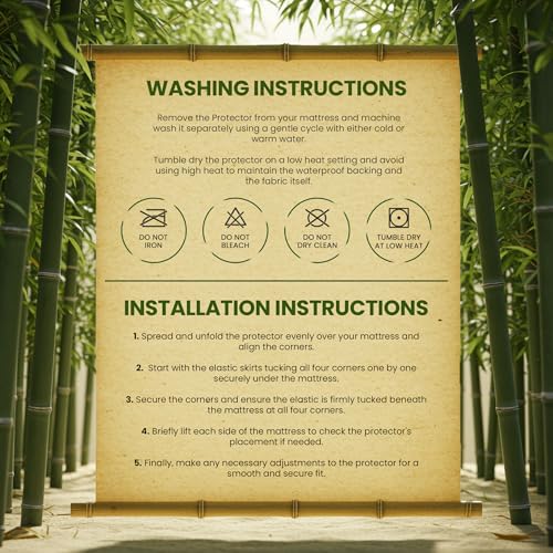 Utopia Bedding Waterproof Mattress Protector Queen Size Bed, Premium 200 GSM Bamboo Viscose Cooling Mattress Cover, Soft and Breathable, Fitted Style with 17 Inches Deep Stretchable Pockets Utopia Bedding