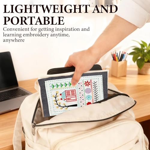 Embroidery Stitch Book Kit for Adults & DIY Craft Lovers,Portable Embroidery Kit for Beginners Enthusiasts,Includes Guide to 106 Patterns with Tools & Tutorials and 86-Piece Sewing Tool Kit(1 Set)