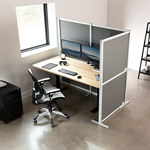 VIVO L-Shape Modular Corner Wall System, 3 Panels, Modern Professional Office Cubicle Dividers, Freestanding Privacy Screen, 66 inches High, Dark Gray, PP-MWS63D-L VIVO