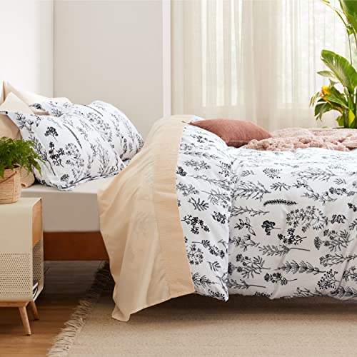 Bedsure Twin/Twin XL Duvet Cover - Reversible White Duvet Cover Set with Zipper Closure, 2 Pieces Cute Floral Patterned Bedding Set with 8 Corner Ties and 1 Pillow Sham Bedsure