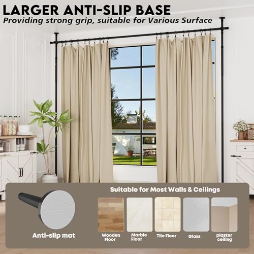 Curtain Rods No Drilling for Room Divider, Tension Curtain Rod 180in Wide Adjustable Wall Divider for Window Heavy Duty Partition Room Dividers Separation, Floor to Ceiling Space Privacy Separator YASRKML